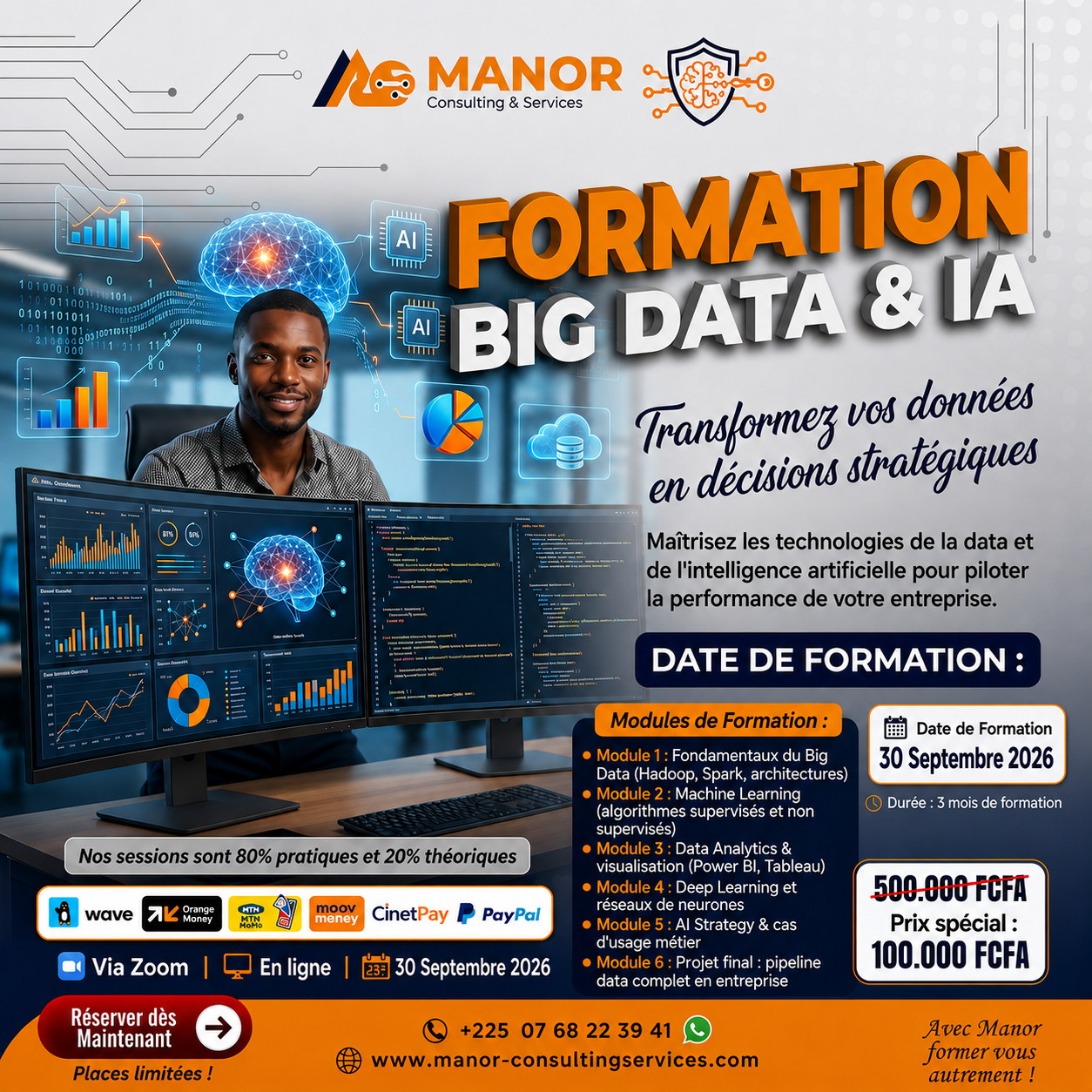 Formation Big Data et Intelligence Artificielle Machine Learning Abidjan - Manor Consulting septembre 2026