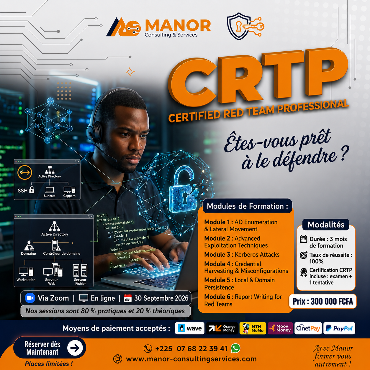 Formation CRTP Certified Red Team Professional Active Directory - Manor Consulting septembre 2026