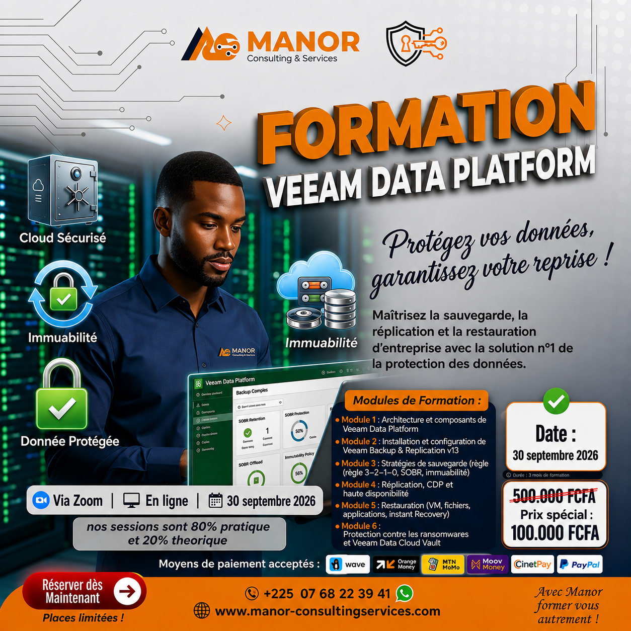 Formation Veeam Data Platform sauvegarde et résilience ransomware - Manor Consulting septembre 2026